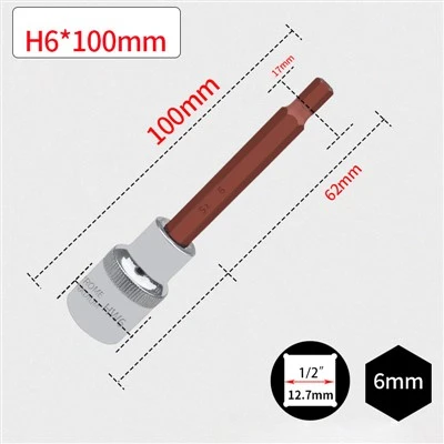 Lub qhov me me hex 1/2 "6mm L100mm